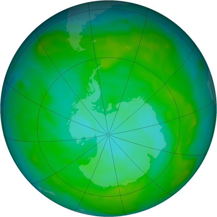 Antarctic ozone map for 23 December 2012